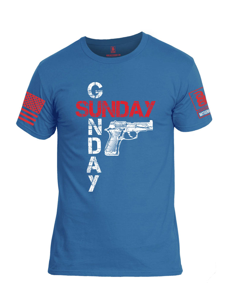 Battleraddle Sunday Gunday Red Sleeve Print Mens 100% Battlefit Polyester Crew Neck T Shirt