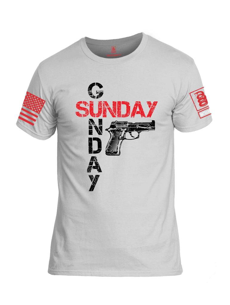 Battleraddle Sunday Gunday Red Sleeve Print Mens 100% Battlefit Polyester Crew Neck T Shirt