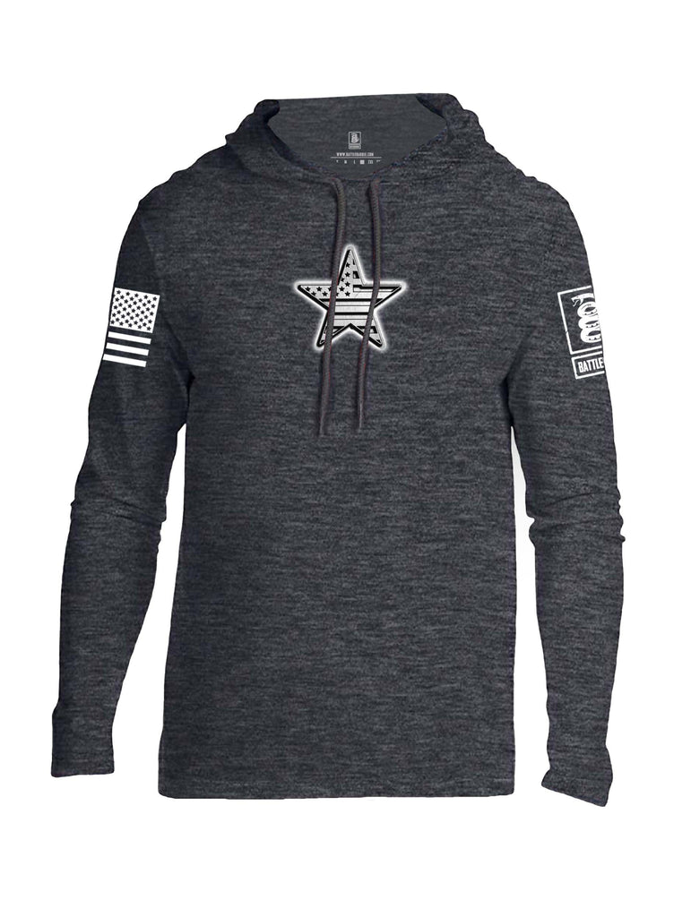 Battleraddle Superpatriot USA Flag Star Of Steel White Sleeve Print Mens Thin Cotton Lightweight Hoodie
