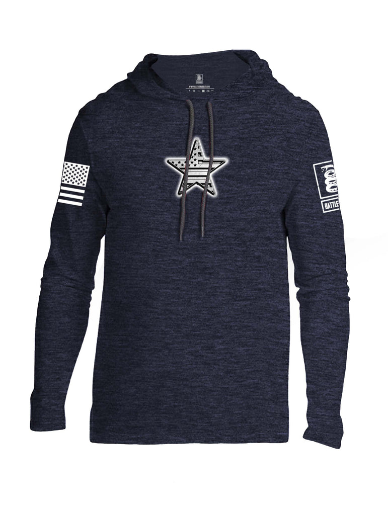 Battleraddle Superpatriot USA Flag Star Of Steel White Sleeve Print Mens Thin Cotton Lightweight Hoodie