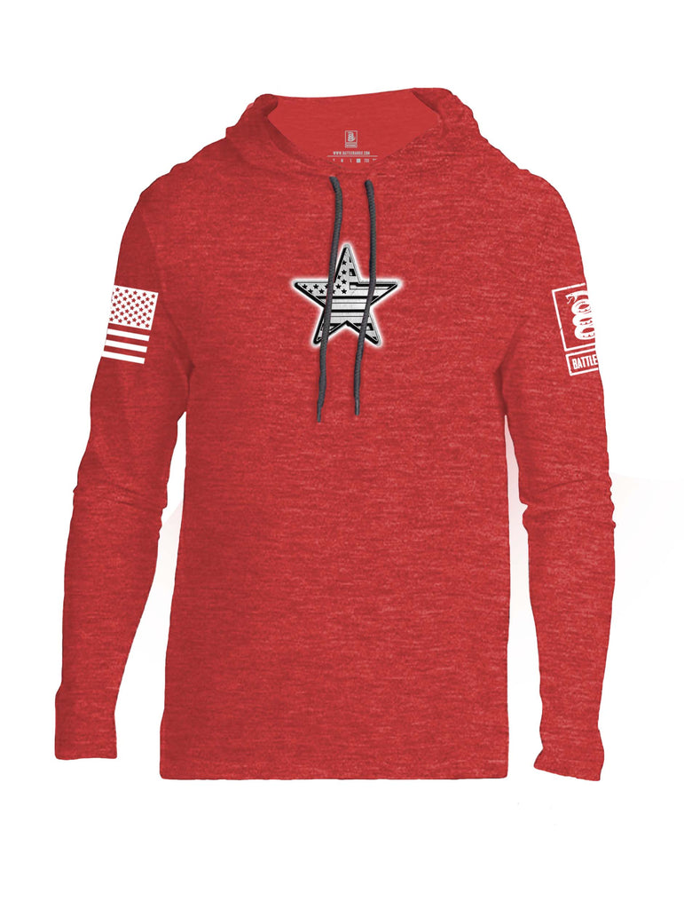 Battleraddle Superpatriot USA Flag Star Of Steel White Sleeve Print Mens Thin Cotton Lightweight Hoodie