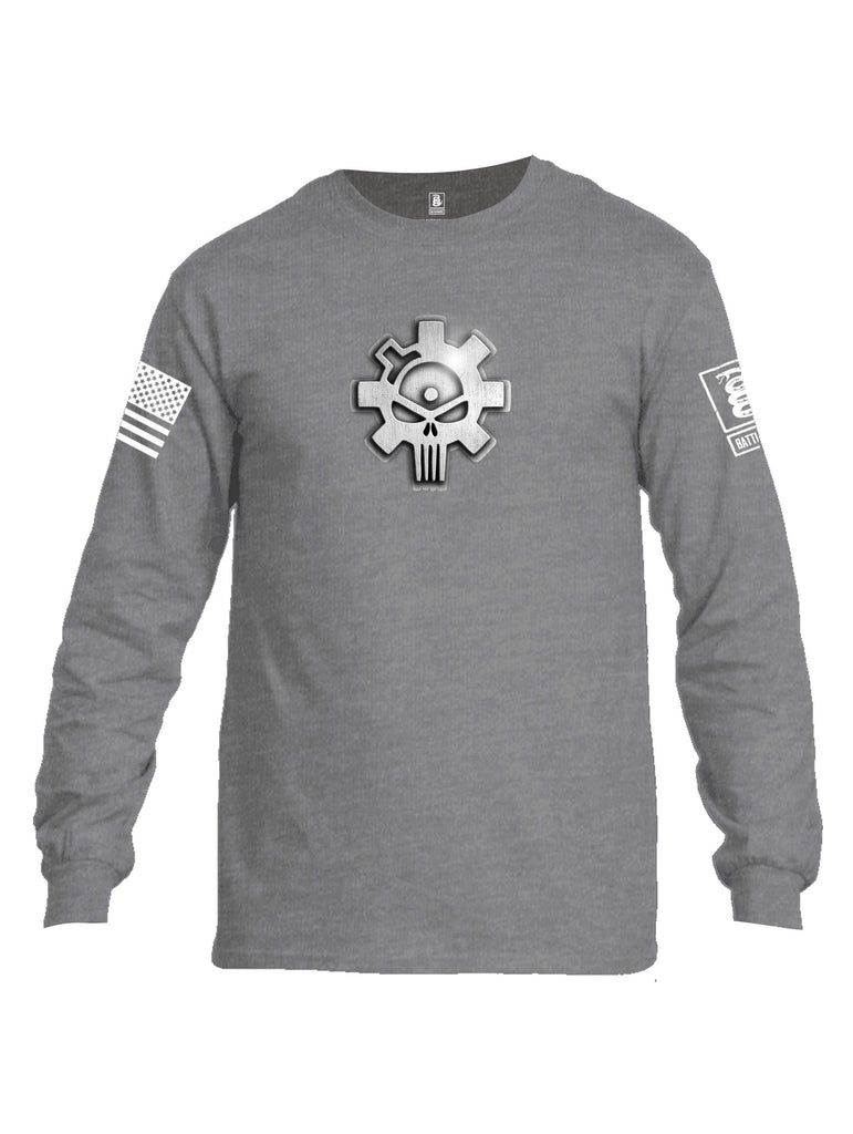 Battleraddle Superpatriot Heavy Duty AR15 Bolt Expounder Skull White Sleeve Print Mens Cotton Long Sleeve Crew Neck T Shirt