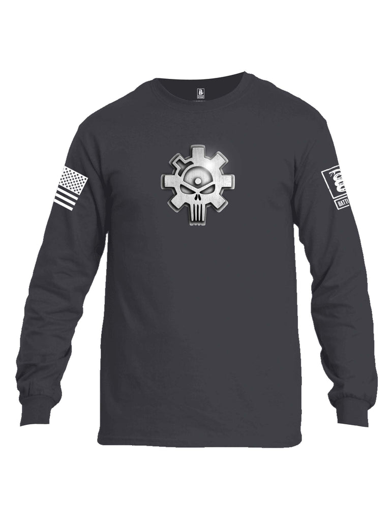 Battleraddle Superpatriot Heavy Duty AR15 Bolt Expounder Skull White Sleeve Print Mens Cotton Long Sleeve Crew Neck T Shirt