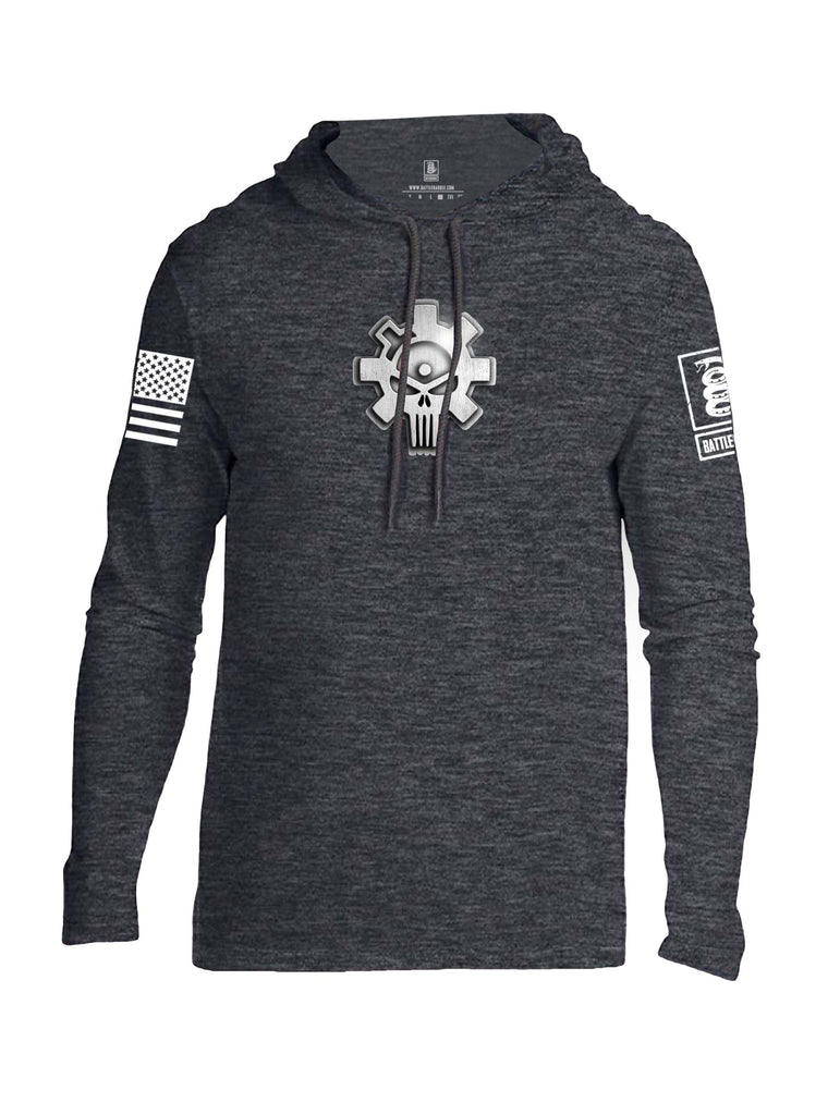 Battleraddle Superpatriot Heavy Duty AR15 Bolt Expounder Skull White Sleeve Print Mens Thin Cotton Lightweight Hoodie