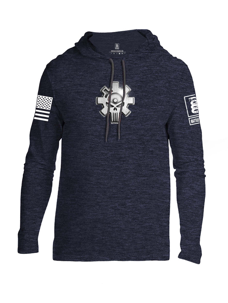 Battleraddle Superpatriot Heavy Duty AR15 Bolt Expounder Skull White Sleeve Print Mens Thin Cotton Lightweight Hoodie