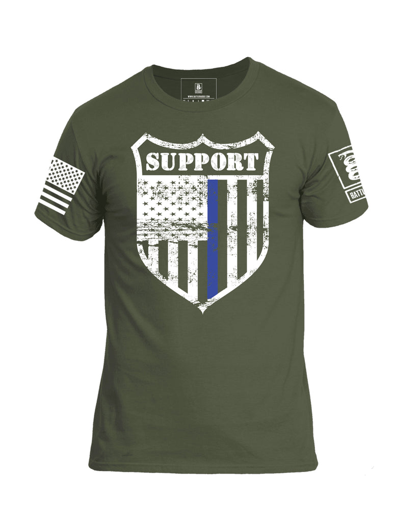Copy of Battleraddle Support Law Enforcement Blue Line Mens Cotton T Shirt