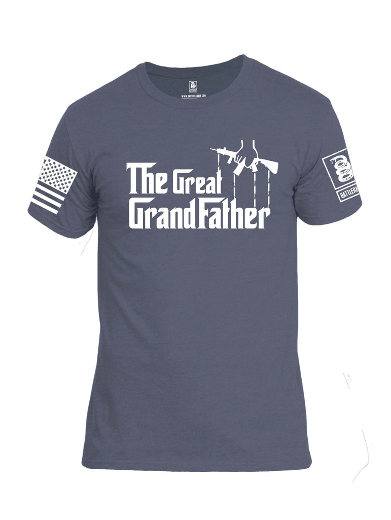 Battleraddle The Great Grandfather V1 White Sleeve Print Mens Cotton Crew Neck T Shirt
