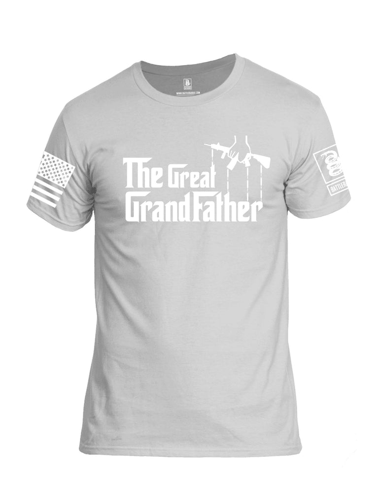 Battleraddle The Great Grandfather V1 White Sleeve Print Mens Cotton Crew Neck T Shirt
