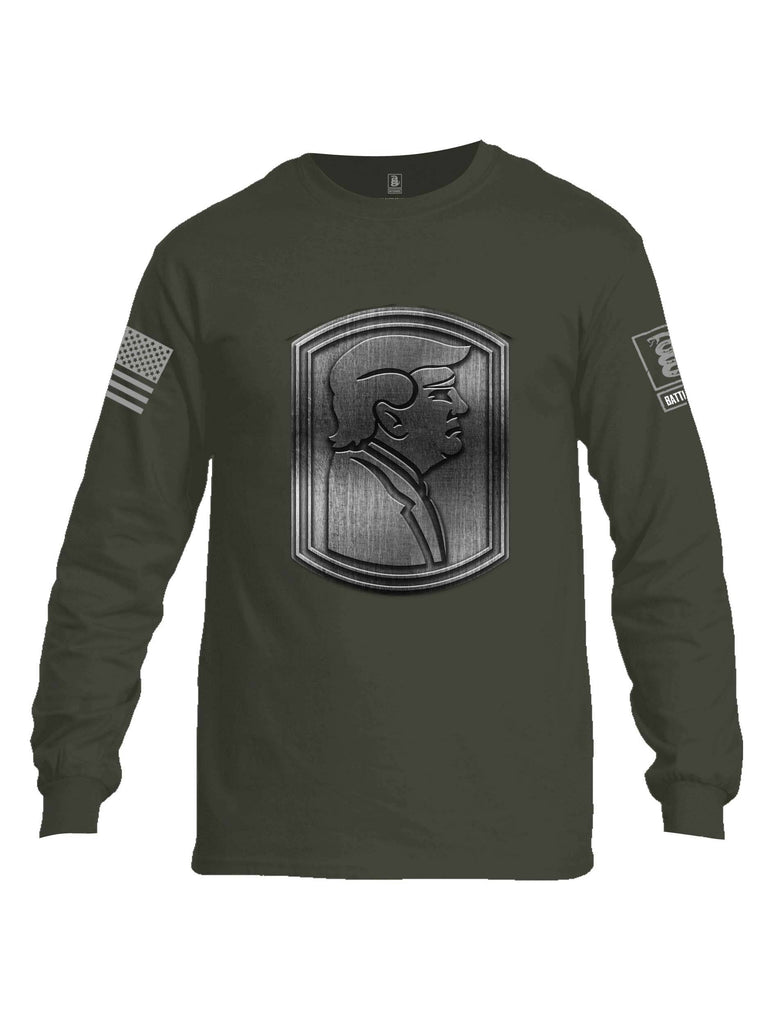 Battleraddle Trump Army Silver Grey Sleeve Print Mens Cotton Long Sleeve Crew Neck T Shirt shirt|custom|veterans|Men-Long Sleeves Crewneck Shirt