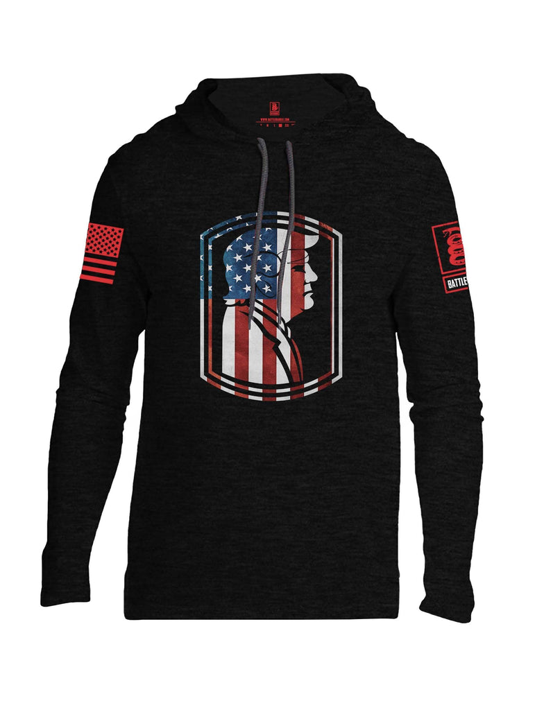 Battleraddle Trump Army USA Flag Red Sleeve Print Mens Thin Cotton Lightweight Hoodie shirt|custom|veterans|Apparel-Mens Hoodie-Cotton