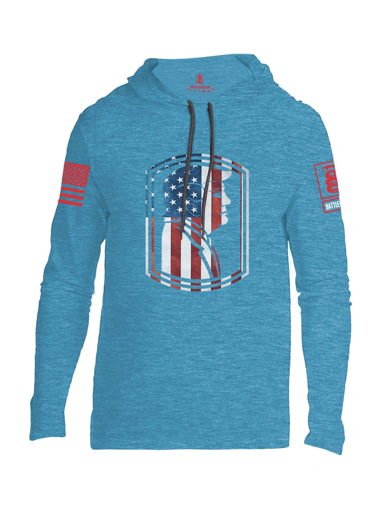 Battleraddle Trump Army USA Flag Red Sleeve Print Mens Thin Cotton Lightweight Hoodie shirt|custom|veterans|Apparel-Mens Hoodie-Cotton