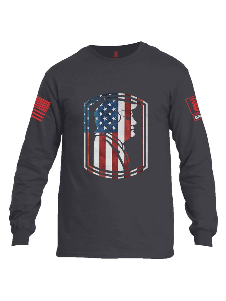 Battleraddle Trump Army USA Flag Red Sleeve Print Mens Cotton Long Sleeve Crew Neck T Shirt shirt|custom|veterans|Men-Long Sleeves Crewneck Shirt
