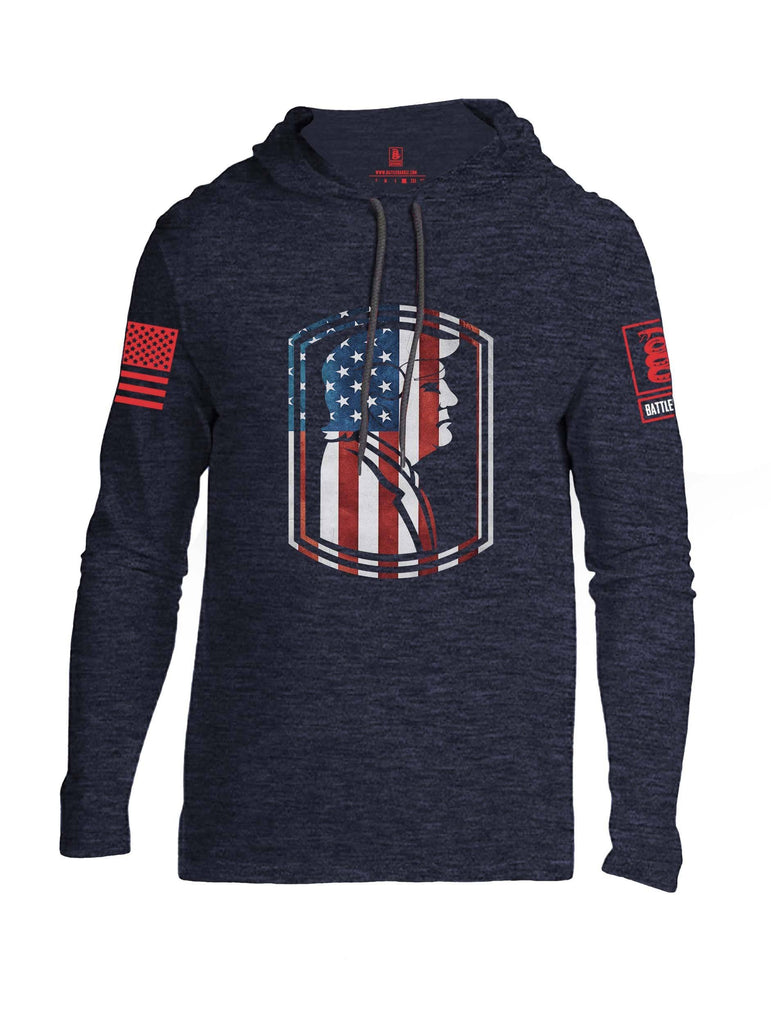 Battleraddle Trump Army USA Flag Red Sleeve Print Mens Thin Cotton Lightweight Hoodie shirt|custom|veterans|Apparel-Mens Hoodie-Cotton