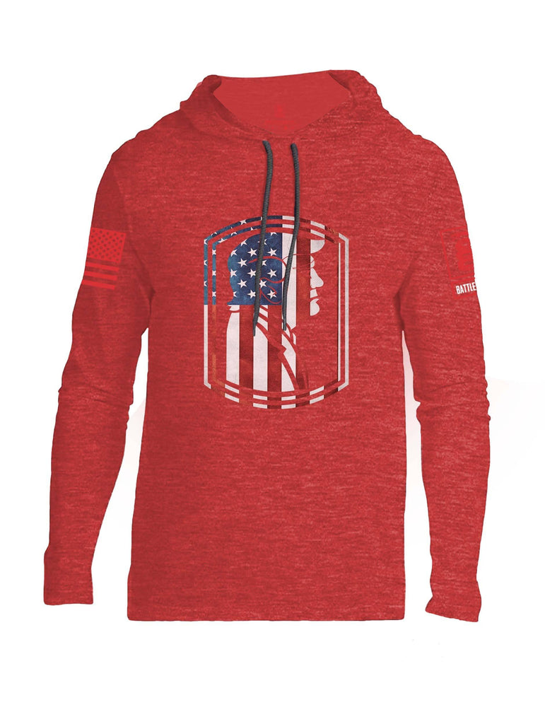 Battleraddle Trump Army USA Flag Red Sleeve Print Mens Thin Cotton Lightweight Hoodie shirt|custom|veterans|Apparel-Mens Hoodie-Cotton