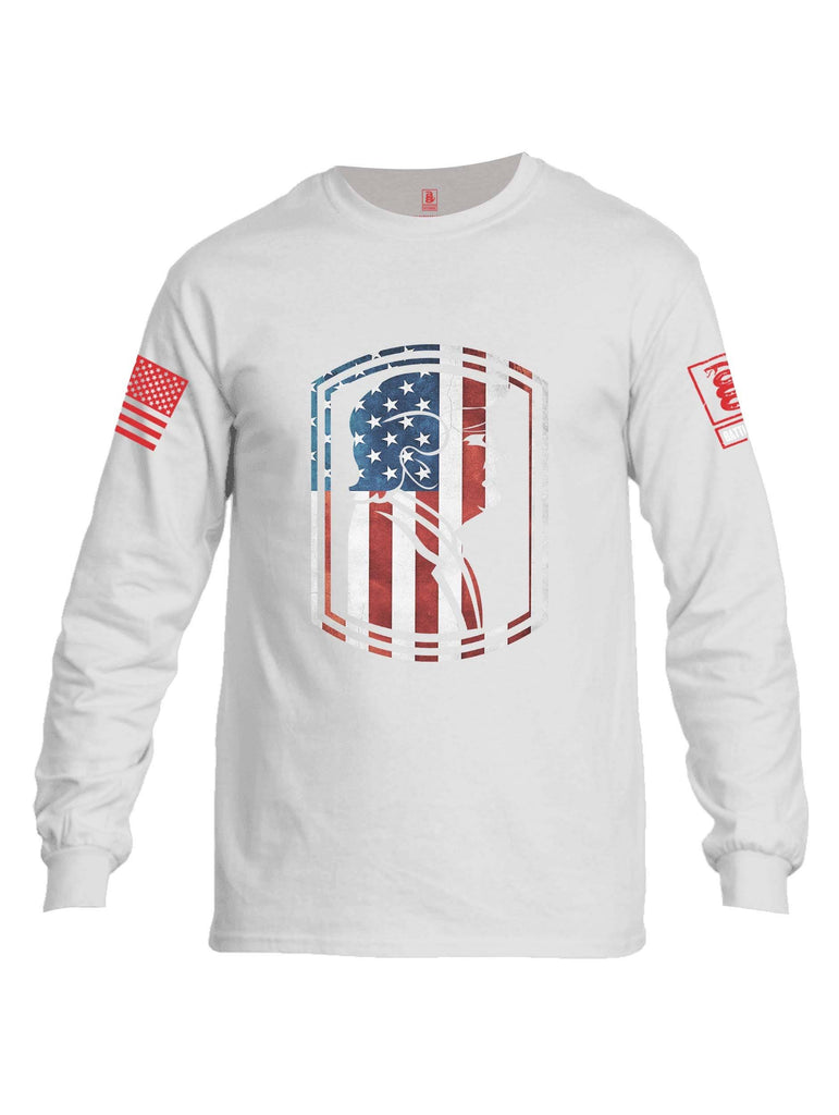 Battleraddle Trump Army USA Flag Red Sleeve Print Mens Cotton Long Sleeve Crew Neck T Shirt shirt|custom|veterans|Men-Long Sleeves Crewneck Shirt