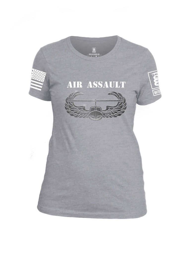 Battleraddle Air Assault White Sleeve Print Womens Cotton Crew Neck T Shirt