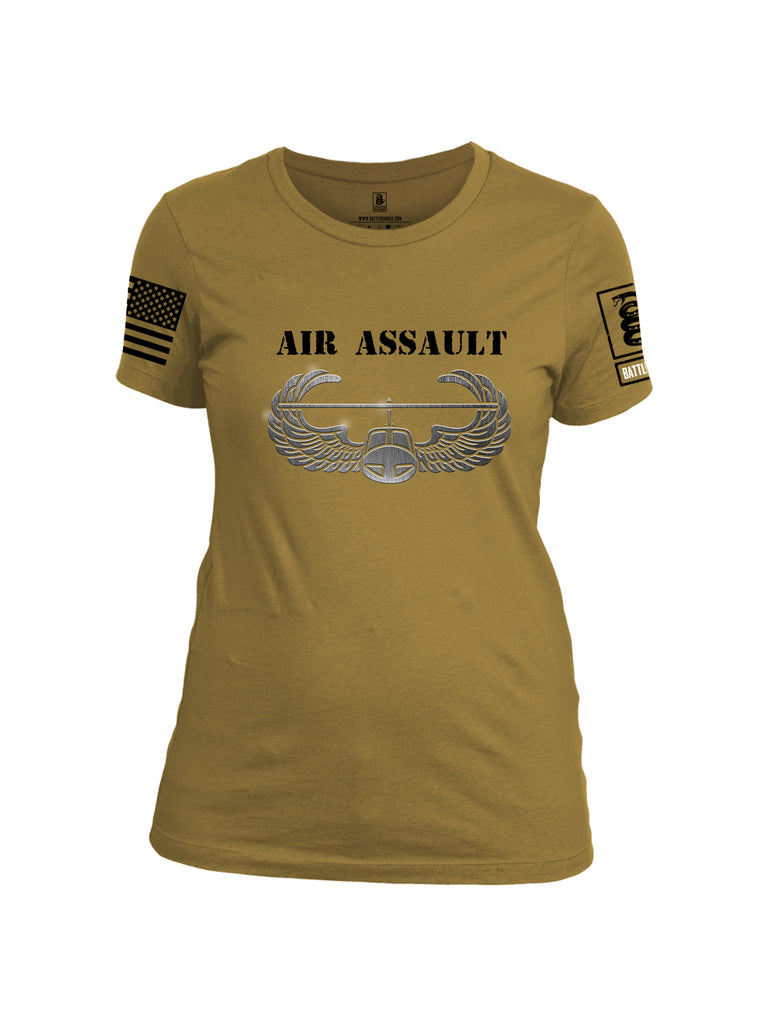 Battleraddle Air Assault Black Sleeve Print Womens Cotton Crew Neck T Shirt