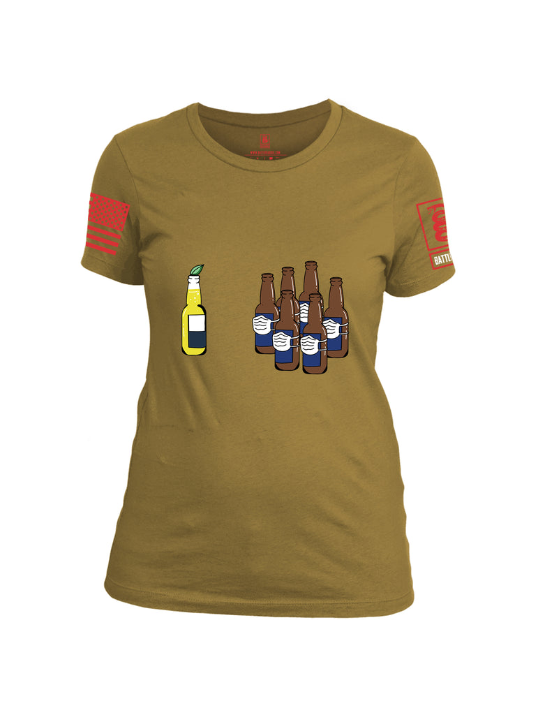 Battleraddle Corona Vs Beer Red Sleeve Print Womens Cotton Crew Neck T Shirt