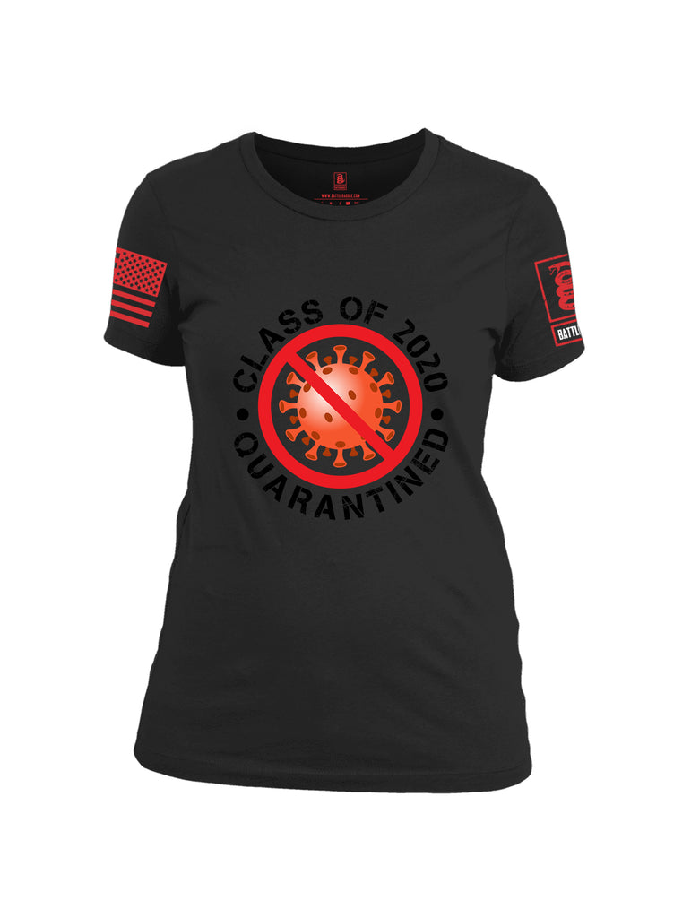 Battleraddle Class Of 2020 Quarantined Red Sleeve Print Womens Cotton Crew Neck T Shirt