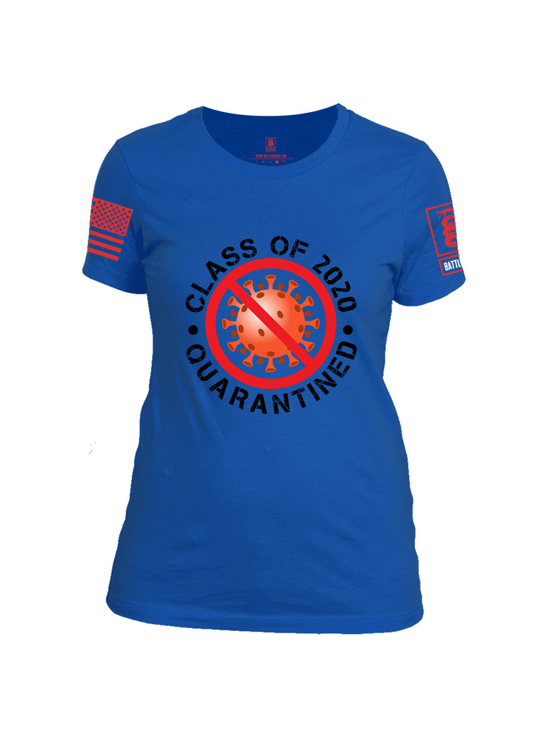 Battleraddle Class Of 2020 Quarantined Red Sleeve Print Womens Cotton Crew Neck T Shirt