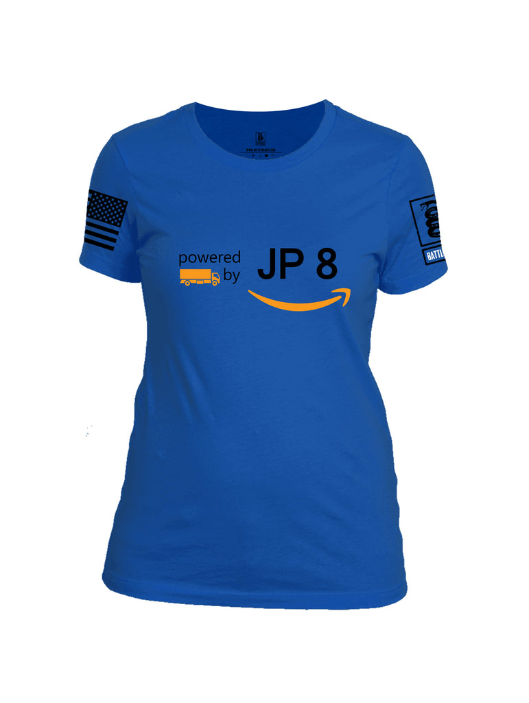 Battleraddle Powered By JP8 Black Sleeve Print Womens Cotton Crew Neck T Shirt