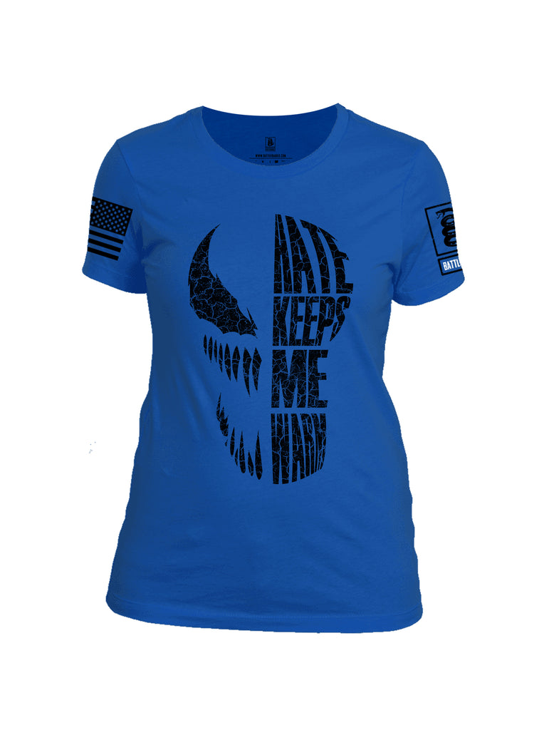 Battleraddle Hate Keeps Me Warm Black Sleeve Print Womens Cotton Crew Neck T Shirt