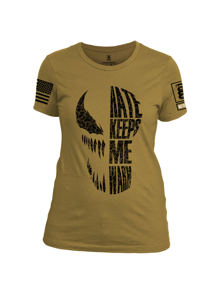 Battleraddle Hate Keeps Me Warm Black Sleeve Print Womens Cotton Crew Neck T Shirt