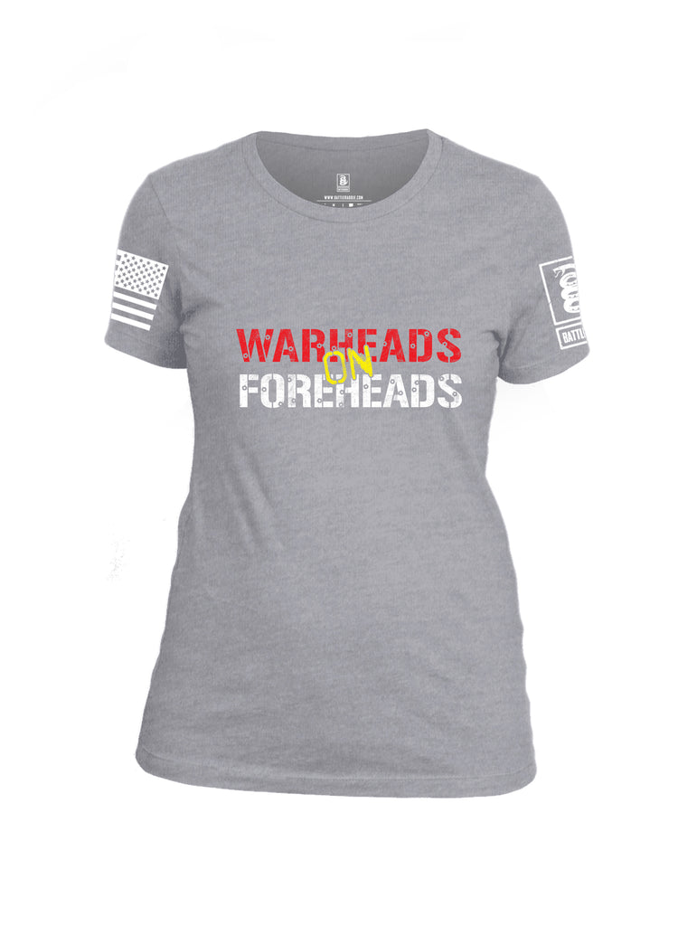 Battleraddle Warheads On Foreheads White Sleeve Print Womens Cotton Crew Neck T Shirt