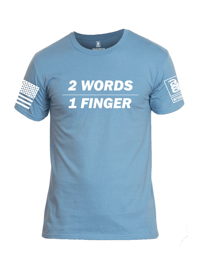 Battleraddle 2 Words 1 Finger White Sleeve Print Mens Cotton Crew Neck T Shirt