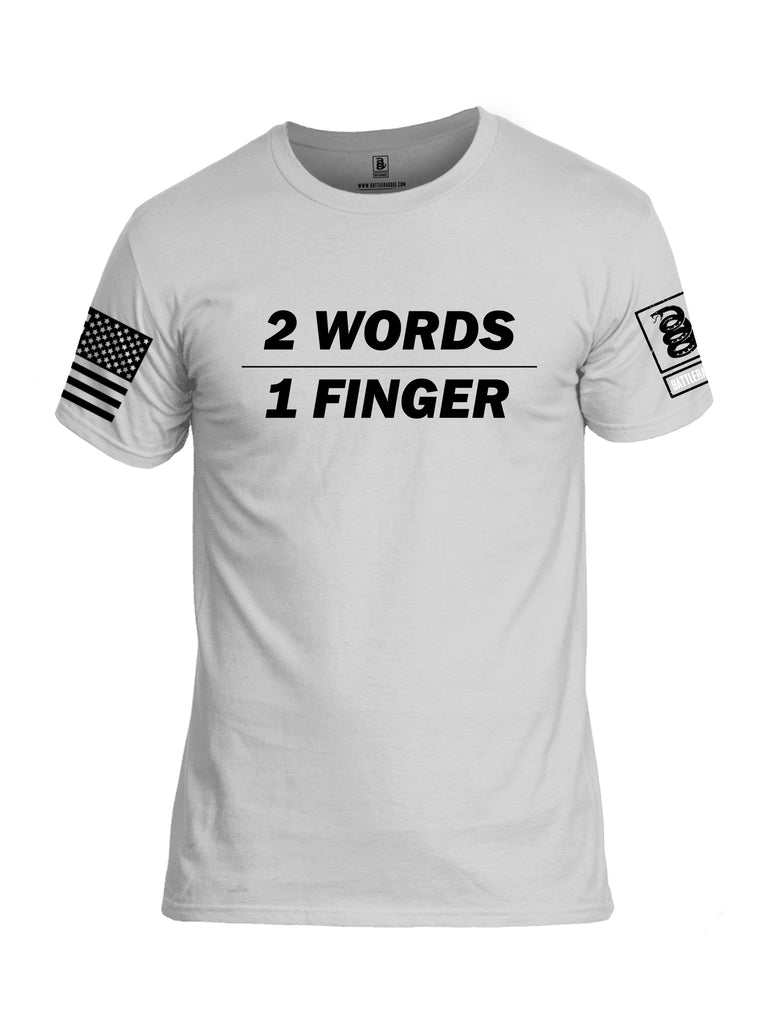 Battleraddle 2 Words 1 Finger White Sleeve Print Mens Cotton Crew Neck T Shirt