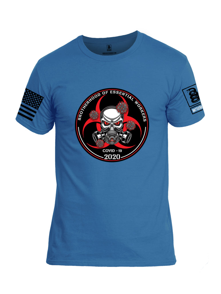 Battleraddle Brotherhood Biohazard Essential Workers COVID 19 2020 Black Sleeve Print Mens Cotton Crew Neck T Shirt
