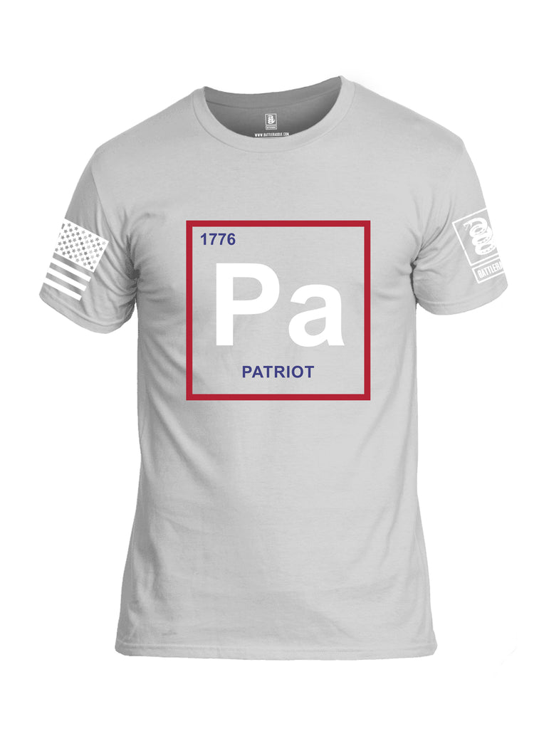 Battleraddle Periodic Table PA 1776 Patriotic White Sleeve Print Mens Cotton Crew Neck T Shirt