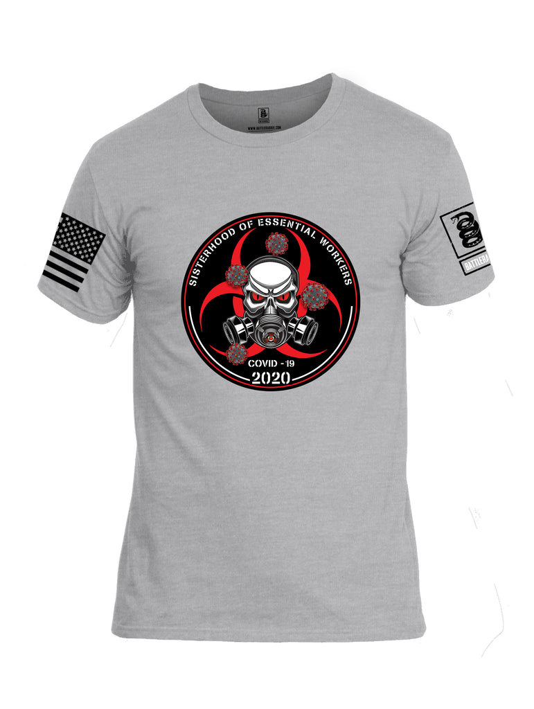 Battleraddle Sisterhood Of Essential Workers COVID 19 2020 Black Sleeve Print Mens Cotton Crew Neck T Shirt