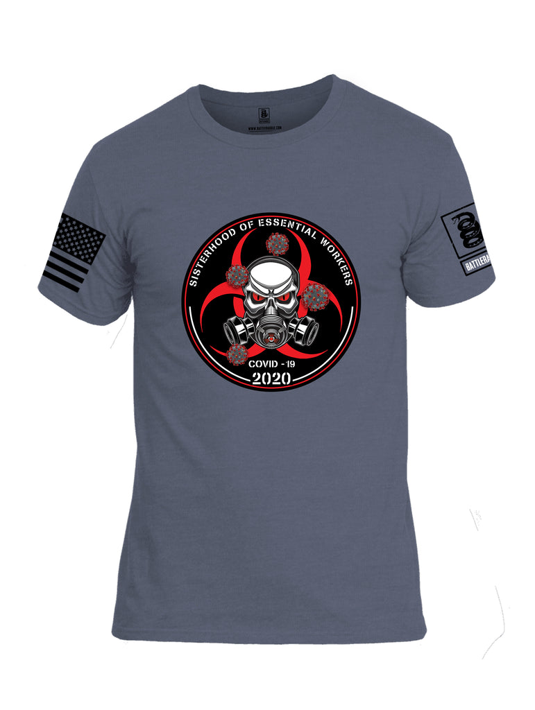 Battleraddle Sisterhood Of Essential Workers COVID 19 2020 Black Sleeve Print Mens Cotton Crew Neck T Shirt