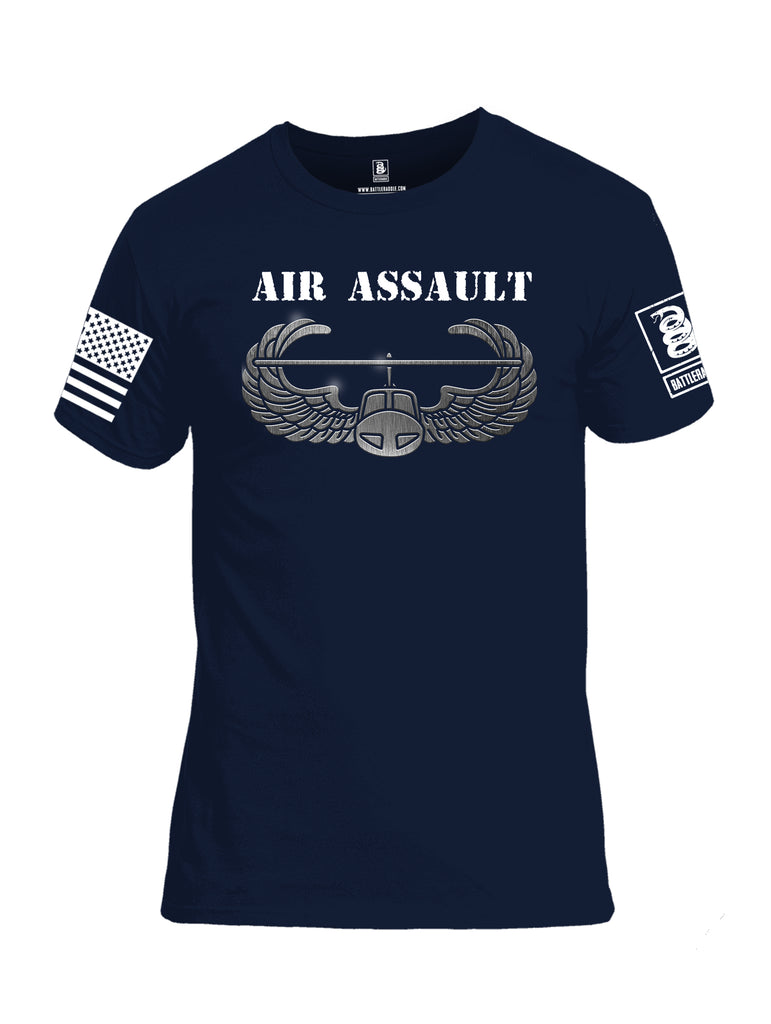 Battleraddle Air Assault White Sleeve Print Mens Cotton Crew Neck T Shirt