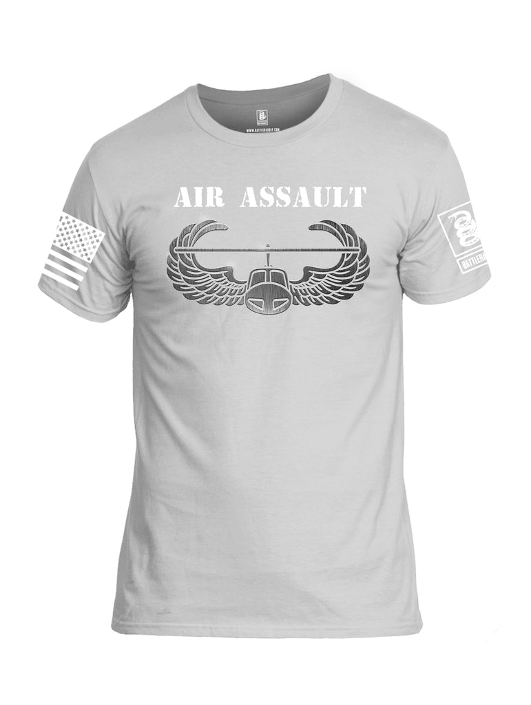 Battleraddle Air Assault White Sleeve Print Mens Cotton Crew Neck T Shirt