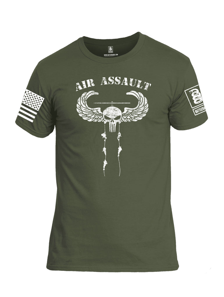 Battleraddle Air Assault Expounder White Sleeve Print Mens Cotton Crew Neck T Shirt