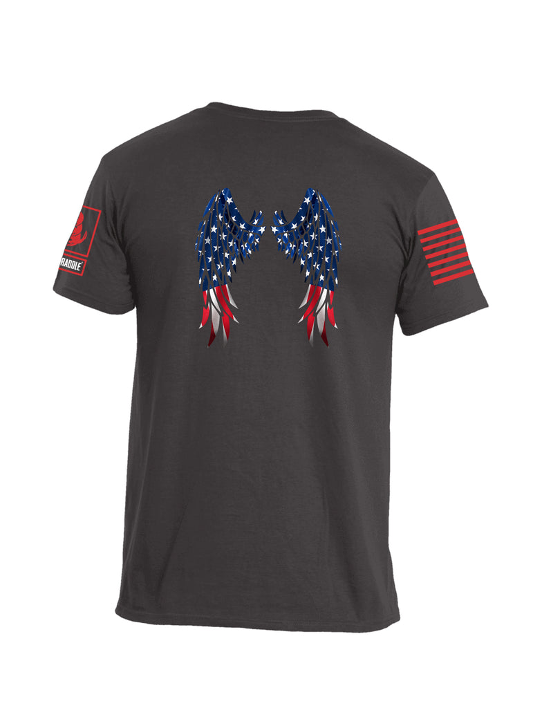 Battleraddle USA Flag Wings Red Sleeve Print Mens Cotton Crew Neck T Shirt