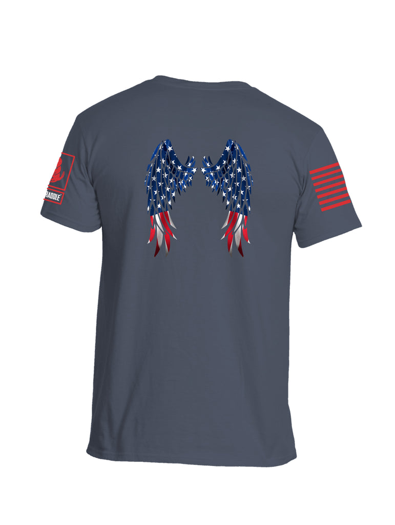 Battleraddle USA Flag Wings Red Sleeve Print Mens Cotton Crew Neck T Shirt
