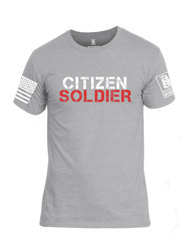 Battleraddle Citizen Soldier White Sleeve Print Mens Cotton Crew Neck T Shirt