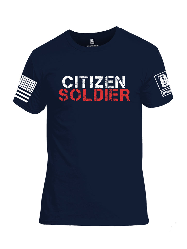 Battleraddle Citizen Soldier White Sleeve Print Mens Cotton Crew Neck T Shirt