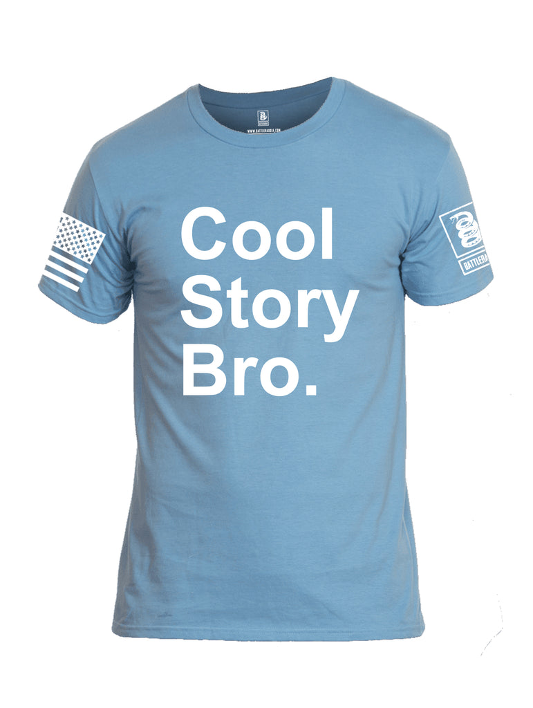 Battleraddle Cool Story Bro White Sleeve Print Mens Cotton Crew Neck T Shirt