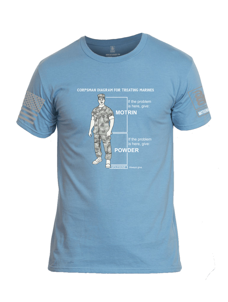 Battleraddle Corpsman Diagram For Treating Marines Grey Sleeve Print Mens Cotton Crew Neck T Shirt