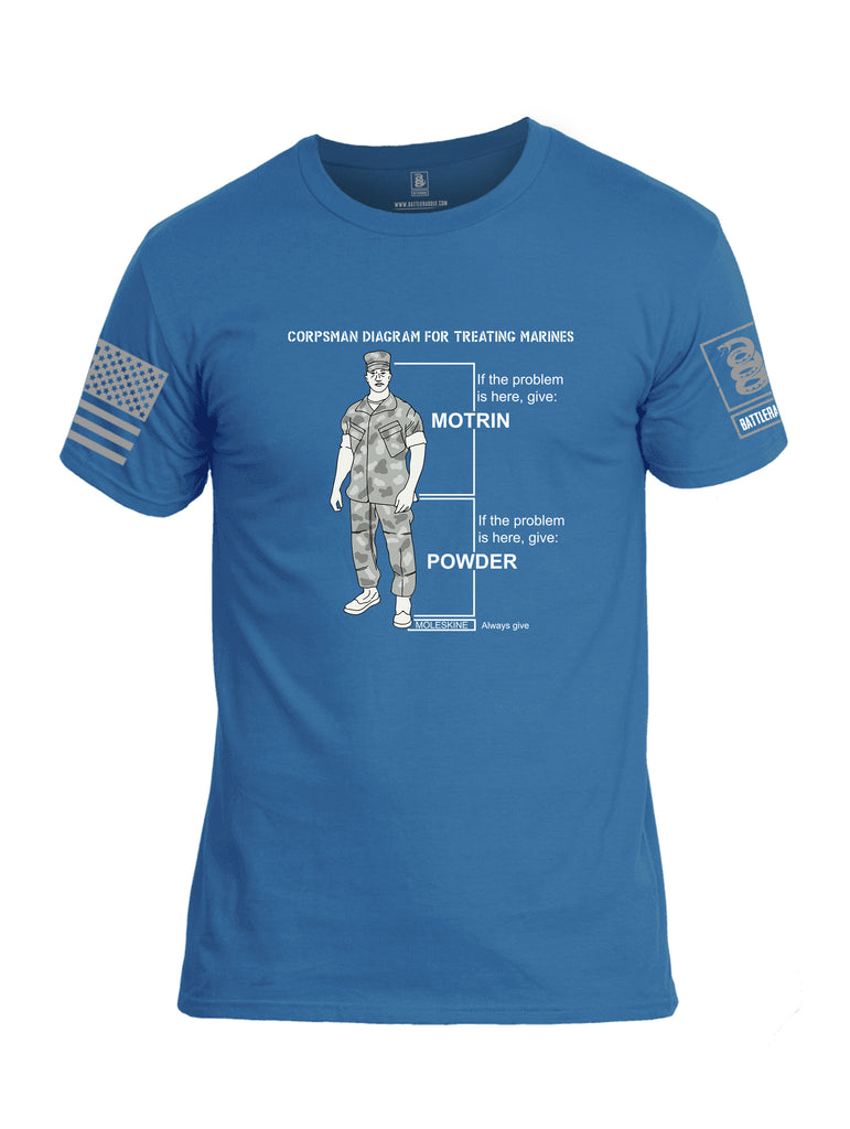 Battleraddle Corpsman Diagram For Treating Marines Grey Sleeve Print Mens Cotton Crew Neck T Shirt