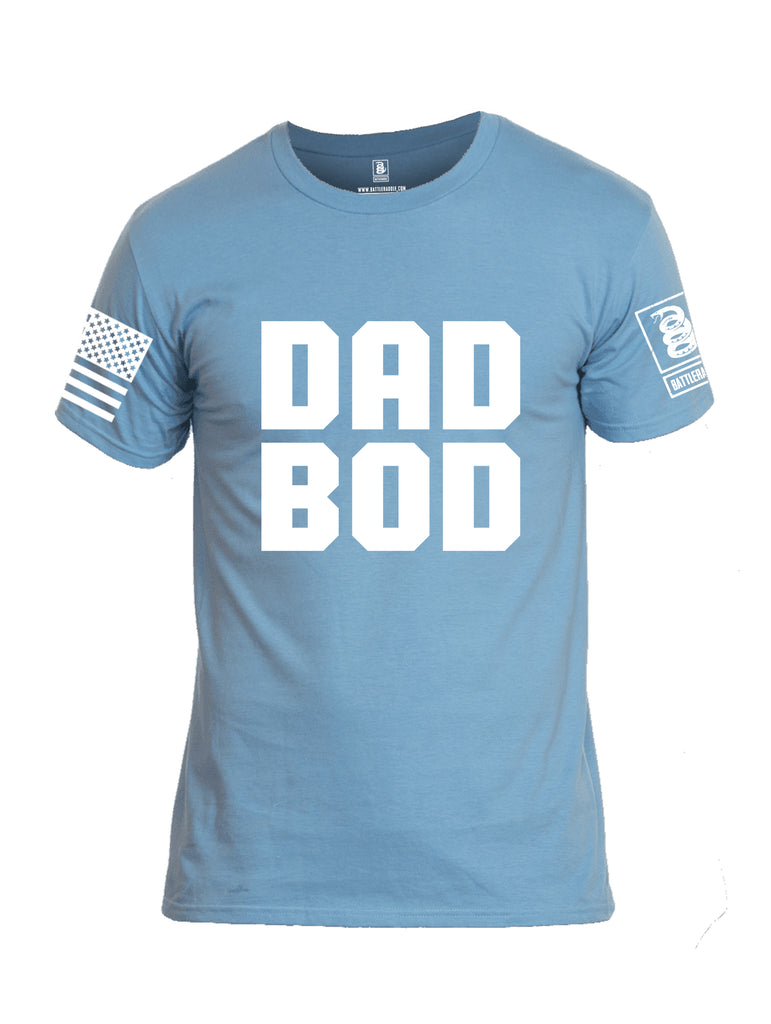 Battleraddle Dad Bod White Sleeve Print Mens Cotton Crew Neck T Shirt