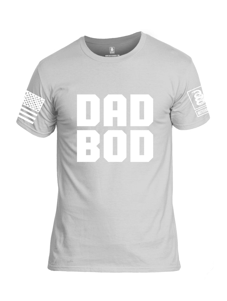 Battleraddle Dad Bod White Sleeve Print Mens Cotton Crew Neck T Shirt