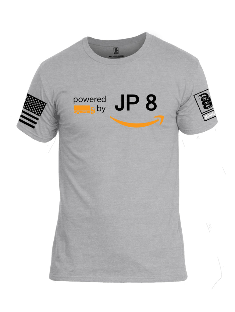 Battleraddle Powered By JP8 Black Sleeve Print Mens Cotton Crew Neck T Shirt