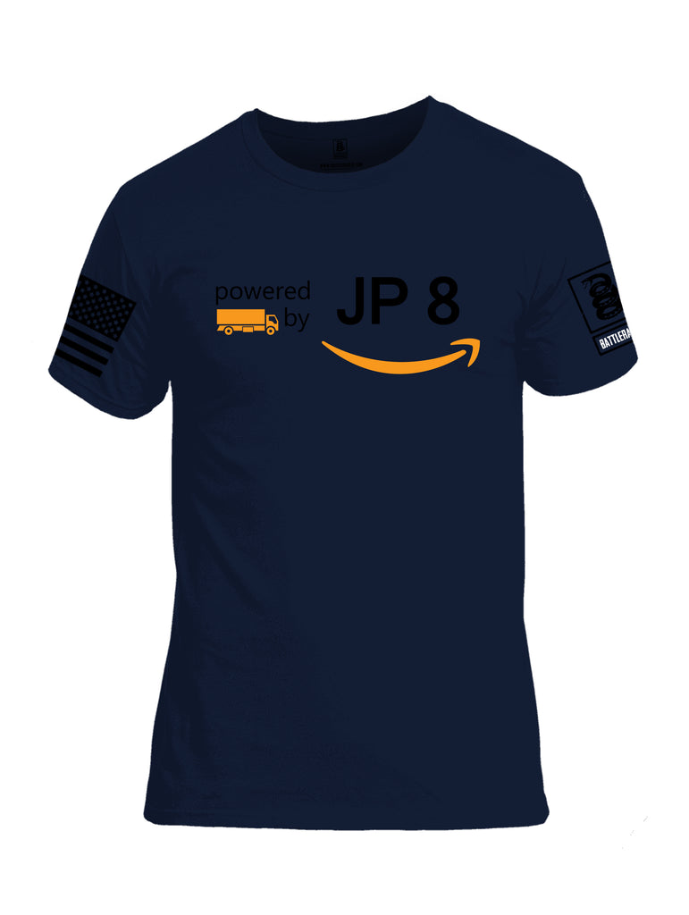 Battleraddle Powered By JP8 Black Sleeve Print Mens Cotton Crew Neck T Shirt