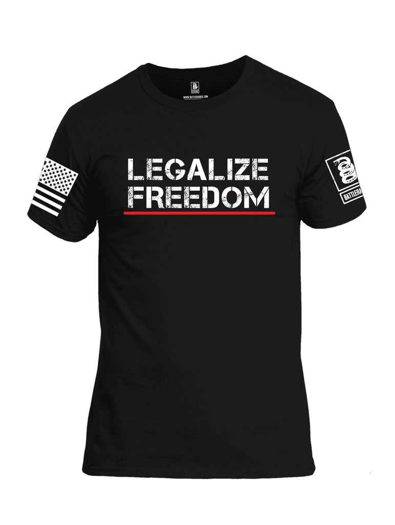 Battleraddle Legalize Freedom White Sleeve Print Mens Cotton Crew Neck T Shirt