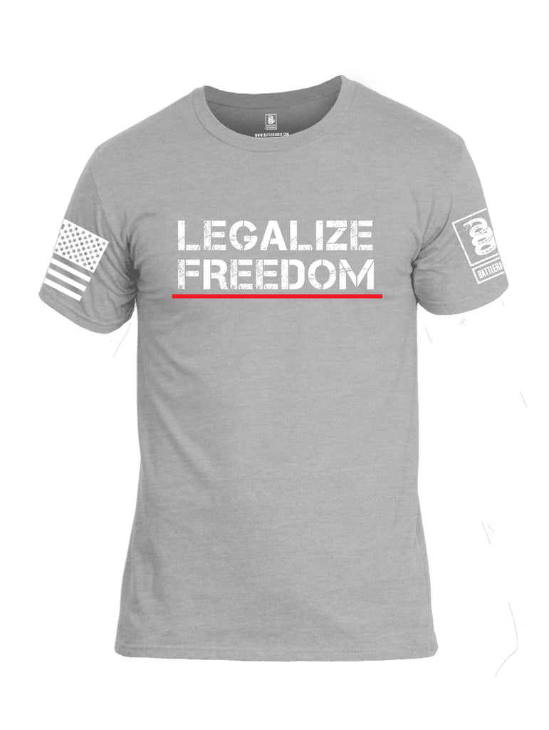 Battleraddle Legalize Freedom White Sleeve Print Mens Cotton Crew Neck T Shirt